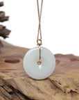 18k Rose Gold Natural Light Green Jadeite Constellation (Libra) Pendant Necklace