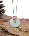 Baikalla Natural Light Green Jadeite Jade Pendant W/ 18kr Gold Constellation (Leo) Bail & Tourmaline