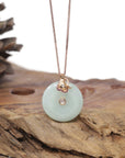 18k Rose Gold Genuine Burmese Jadeite Constellation (Aquarius) Necklace Pendant with Diamonds & Ruby