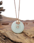 18k Rose Gold Genuine Burmese Jadeite Constellation (Aquarius) Necklace Pendant with Diamonds & Ruby