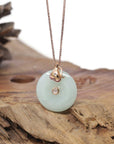 18k Rose Gold Genuine Burmese Jadeite Constellation (Aquarius) Necklace Pendant with Diamonds & Ruby