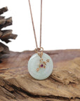 18k Rose Gold Natural Light Green Jadeite Jade 12 Zodiac Signs (Sagittarius) Necklace