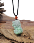Baikalla Natural Apple-Green Jadeite Jade PiXiu "Fortune Beast" Pendant Necklace