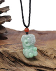 Baikalla Natural Apple-Green Jadeite Jade PiXiu "Fortune Beast" Pendant Necklace