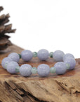 Baikalla Natural Vixen Lavender & Blue-Green Jadeite Jade Carved Bead Bracelet