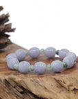 Baikalla Natural Vixen Lavender & Blue-Green Jadeite Jade Carved Bead Bracelet