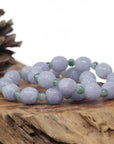 Baikalla Natural Vixen Lavender & Blue-Green Jadeite Jade Carved Bead Bracelet