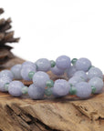 Baikalla Natural Vixen Lavender & Blue-Green Jadeite Jade Carved Bead Bracelet
