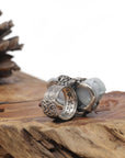 Baikalla Natural Lavender & Green Jadeite Jade "PiXiu" Sterling Silver Ring