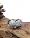 Baikalla Natural Lavender & Green Jadeite Jade "PiXiu" Sterling Silver Ring