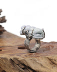 Baikalla Natural Lavender & Green Jadeite Jade "PiXiu" Sterling Silver Ring