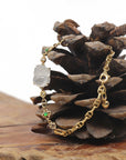 Baikalla 18k Yellow Gold & Natural Icy Jadeite Jade PiXiu Bracelet W/ Imperial Green Jade & Natural Diamonds