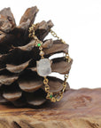 Baikalla 18k Yellow Gold & Natural Icy Jadeite Jade PiXiu Bracelet W/ Imperial Green Jade & Natural Diamonds