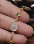 Baikalla 18k Yellow Gold & Natural Icy Jadeite Jade PiXiu Bracelet W/ Imperial Green Jade & Natural Diamonds