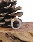 Baikalla Natural Icy Red Sajin (Golden Dust) & Green Patch Jadeite Jade Traditional Ring