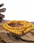 Baikalla Natural Yellow Amber Round Bead Necklace (5.2mm) 2 in 1