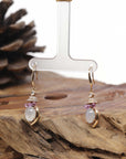 Baikalla Natural Icy Jadeite Jade Dangle Earrings W/ 18kr Gold, Natural Diamonds & Pink Rubies