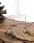 Baikalla Natural Icy Jadeite Jade Dangle Earrings W/ 18kr Gold, Natural Diamonds & Pink Rubies