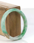 Baikalla Jewelry Jadeite Jade Bangle Bracelet Copy of 18k Gold Inlaid Real Jadeite Jade bangle Bracelet (60.49 mm)