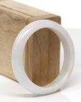 Baikalla Natural Faint Lavender & Yellow Patch Jadeite Jade "Half Round" Bangle Bracelet (55.5mm)