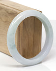 Baikalla Natural Light Blue-Green & Lavender Jadeite Jade "Half Round" Bangle Bracelet (58.2mm)