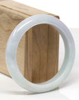 Baikalla Natural Light Blue-Green & Lavender Jadeite Jade "Half Round" Bangle Bracelet (58.2mm)