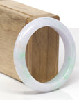 High-End Natural Light Lavender & Apple-Green W/ Orange Sajin (Golden Dust) Jadeite Jade "Half Round" Bangle Bracelet (53.9mm)