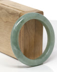 Baikalla Natural Oil-Green Jadeite Jade "Half Round" Bangle Bracelet (53.5mm)
