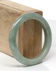 Baikalla Natural Oil-Green Jadeite Jade "Half Round" Bangle Bracelet (53.5mm)