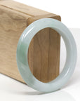 Baikalla Natural Light Green & Icy Oil-Green Patch Jadeite Jade "Half Round" Bangle Bracelet (52.6mm)