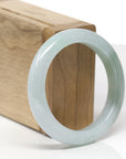 Baikalla Natural Light Green & Icy Oil-Green Patch Jadeite Jade "Half Round" Bangle Bracelet (52.6mm)