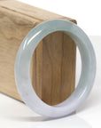 Baikalla Natural Blue-Green & Light Lavender Jadeite Jade "Half Round" Bangle Bracelet (56.5mm)