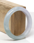 Baikalla Natural Blue-Green & Light Lavender Jadeite Jade "Half Round" Bangle Bracelet (56.5mm)