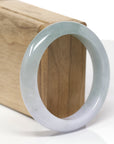 Baikalla Natural Blue-Green & Light Lavender Jadeite Jade "Half Round" Bangle Bracelet (56.5mm)