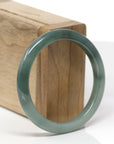 Baikalla Natural Deep Oil-Green Jadeite Jade "Petite Half-Round" Bangle Bracelet (54.8mm)