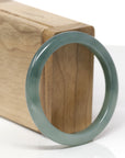 Baikalla Natural Deep Oil-Green Jadeite Jade "Petite Half-Round" Bangle Bracelet (54.8mm)