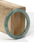 Baikalla Natural Deep Oil-Green Jadeite Jade "Petite Half-Round" Bangle Bracelet (54.8mm)