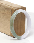 Baikalla Natural Light Lavender & Oil-Green Jadeite Jade "Oval" Bangle Bracelet (54.2mm)