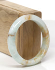 Baikalla Natural Light Green & Orange Sajin Jadeite Jade "Half Round" Bangle Bracelet (54mm)