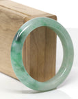 Baikalla Natural Deep Forest-Green Patch Jadeite Jade "Half Round" Bangle Bracelet (53.9mm)
