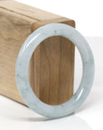 Baikalla Natural Icy Light Blue-Green Flowers Jadeite Jade "Traditional Round" Bangle Bracelet (51.5mm)