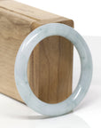 Baikalla Natural Icy Light Blue-Green Flowers Jadeite Jade "Traditional Round" Bangle Bracelet (51.5mm)