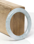 Baikalla Natural Icy Light Blue-Green Flowers Jadeite Jade "Traditional Round" Bangle Bracelet (51.5mm)