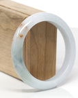 Baikalla Natural Light Blue-Green & Orange Sajin (Golden Dust) Jadeite Jade "Half Round" Bangle Bracelet (58.6mm)