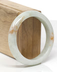 Baikalla Natural Light Green & Orange Sajin Jadeite Jade "Half Round" Bangle Bracelet (57.4mm)