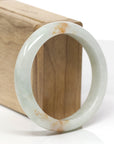 Baikalla Natural Light Green & Orange Sajin Jadeite Jade "Half Round" Bangle Bracelet (57.4mm)