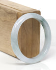 Baikalla Natural Icy Blue-Green Flower Jadeite Jade "Oval" Bangle Bracelet (55.6mm)