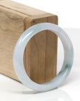 Baikalla Natural Icy Blue-Green Flower Jadeite Jade "Oval" Bangle Bracelet (55.6mm)