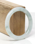 Baikalla Natural Icy Blue-Green Flowers Jadeite Jade "Traditional Full Round" Bangle Bracelet (53.8mm)