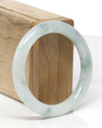 Baikalla Natural Icy Blue-Green Flowers Jadeite Jade "Traditional Full Round" Bangle Bracelet (53.8mm)